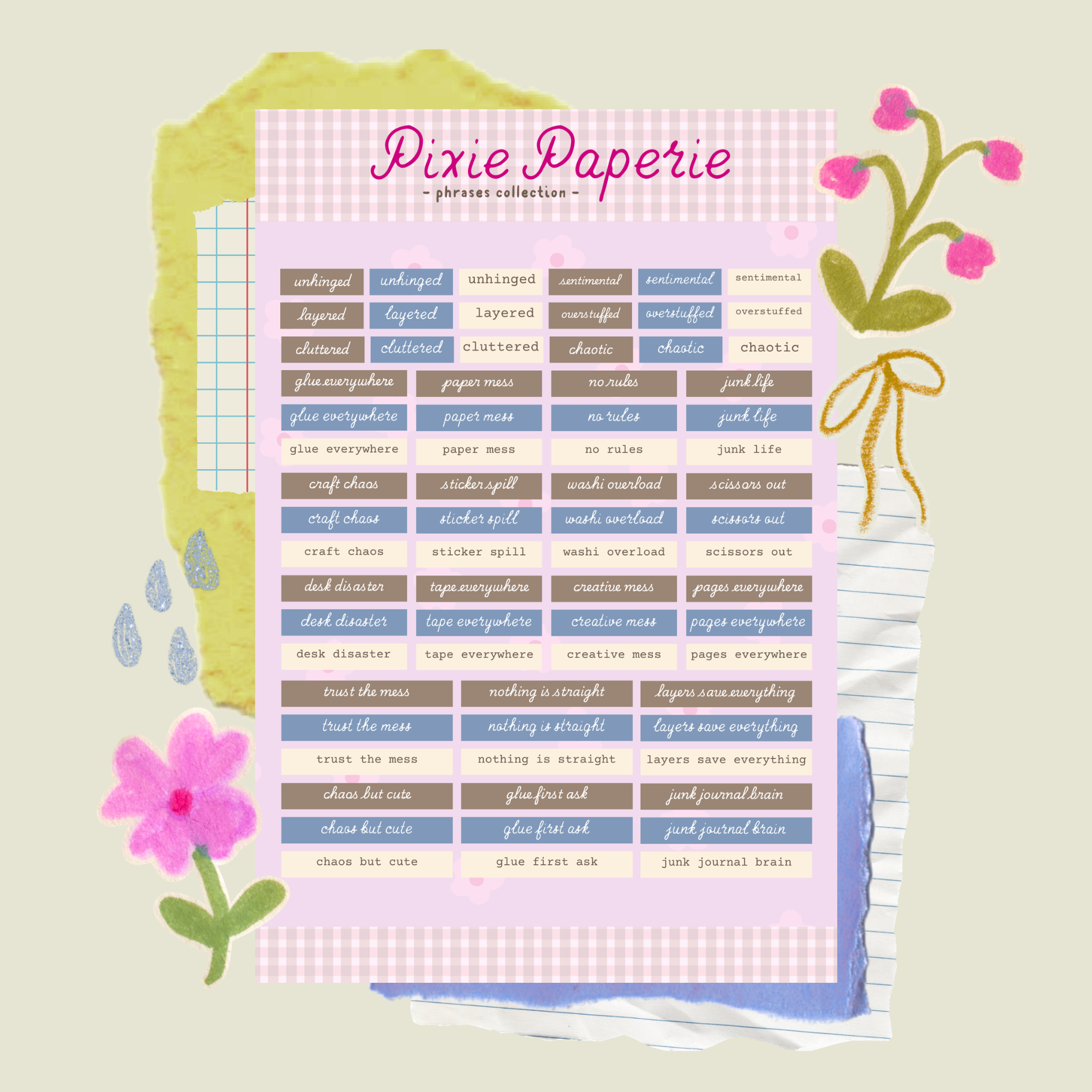 Junk Journal Days Phrases