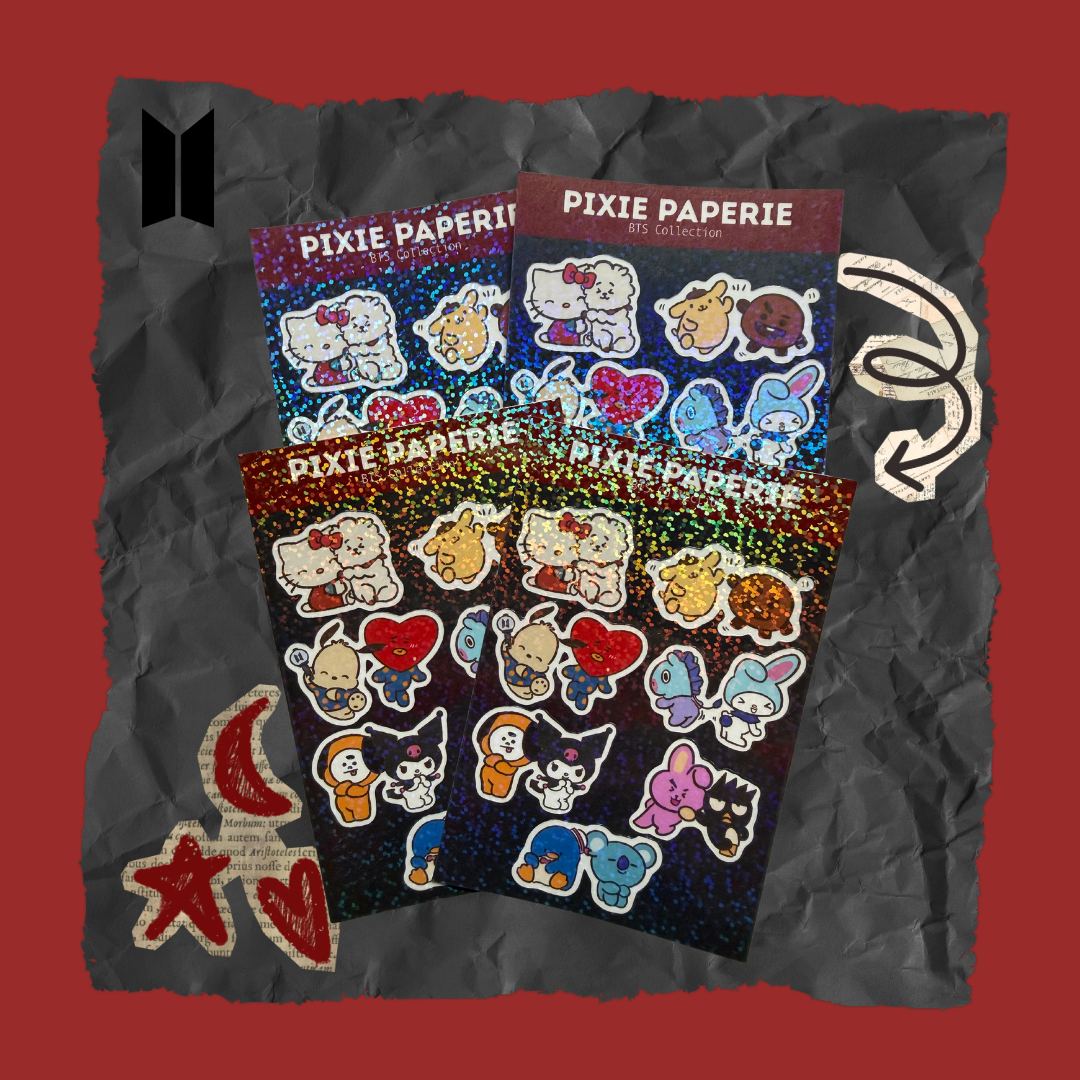 BTS x Cute Characters Sticker Sheet
