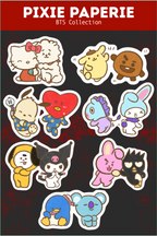 BTS x Cute Characters Sticker Sheet