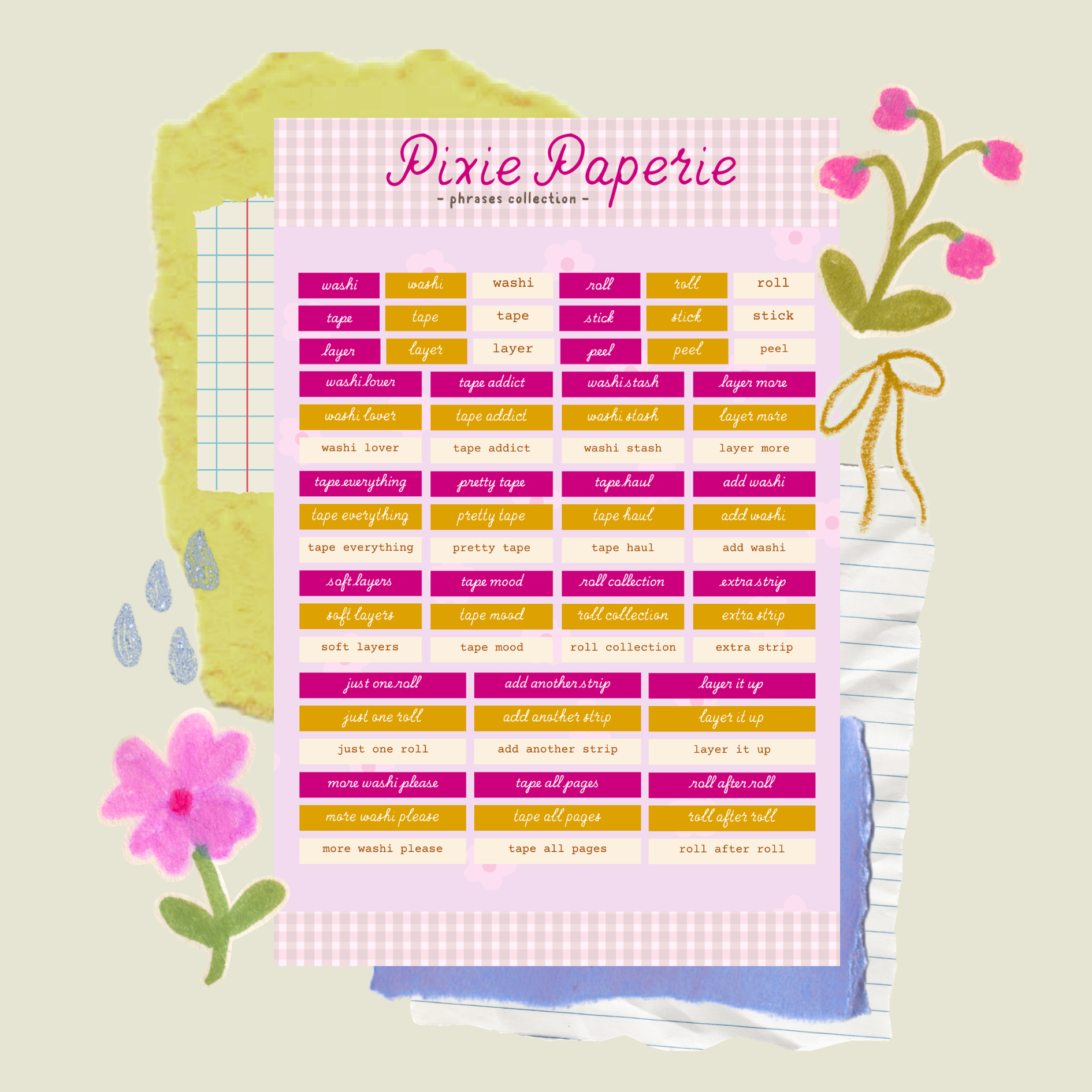 Washi Tape Junkie Phrases